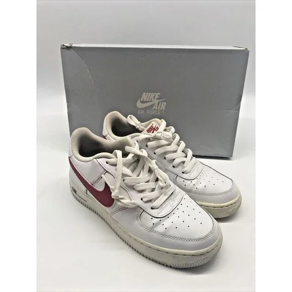 Nike Air Force 1 Low Gym Red/Wht Sneakers AV6252-101-6Y Pre Owned - Picture 1 of 7